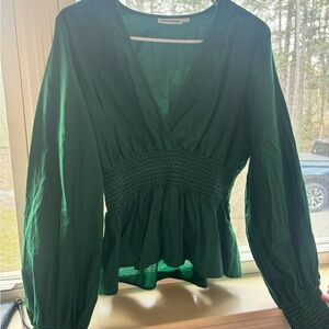 Green V-Neck Blouse